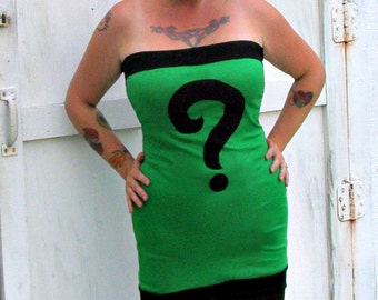 Custom Riddler girl costume Cosplay Mini Dress custom DC Comics