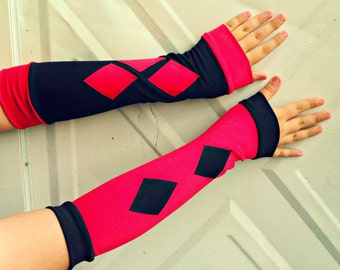 Deluxe Harley Quinn inspired Arm Warmer Gloves Cosplay Costume