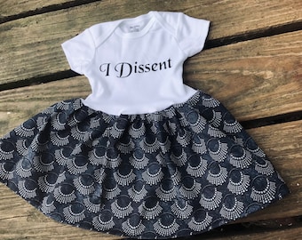 I Dissent kraag Onsie RBG babyjurk of peuter t-shirt jurk bodysuit Ruth Bader Ginsburg ketting