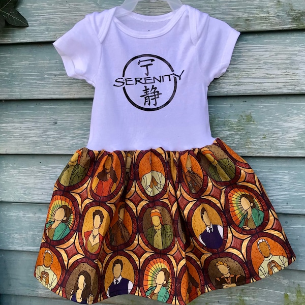 Serenity Onesie baby dress or toddler tshirt dress Custom stained glass firefly, baby shower gift, layette, need, Geek fashion
