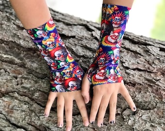 Killer Outer Space fingerless Gloves  , arm warmers, accessories, costume, cosplay, Halloween accessory, horror Klowns