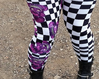 Op Art dark Cheshire Cat split leg Leggings pants or  all chechire op
