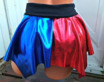 Suicide inspired Harley miss Quinn costume Cosplay pixie hem mini skirt