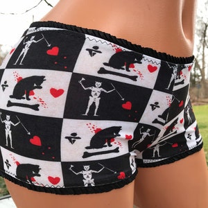 Black Pirate Girl Booty Shorts S - XL, sexy ladies underwear jolly roger  panties
