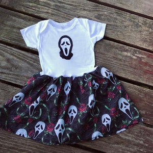 Screaming ghost Onesie baby dress or toddler tshirt dress horror face movie