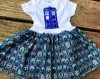 Police box Onsie bodysuit baby dress or toddler tshirt dress Who tv Doctor