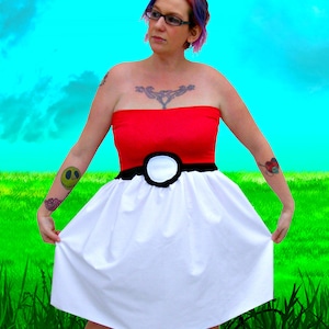 Poke man inspired costume Cosplay monster Ball party Dress custom made to order