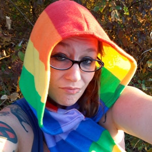 Rainbow flag Hooded Scarf   Hat  Hood pride hoodie , parade, lgbtq, lgbt, lgbtqia