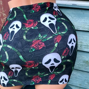 Scream face mini or pencil Skirt Horror Movie Ghost custom made to order