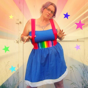Rainbow Brite inspired suspender dress Cosplay Costume kawaii womens and Plus size
