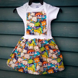 Rugrat cartoon Onsie baby dress or toddler tshirt dress licensed fabric vintage retro