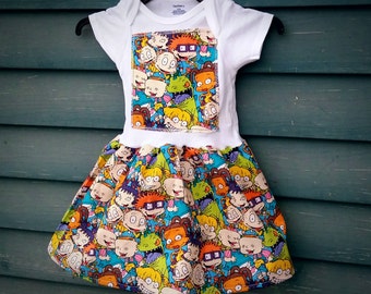 Rugrat cartoon Onesie baby dress or toddler tshirt dress licensed fabric vintage retro