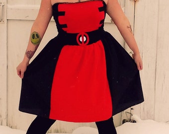 デッドプール風ドレス コスプレ衣装 ハロウィン プラスサイズ カスタム 手作り ファッション