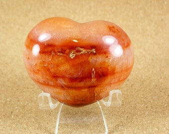 1.9in Carnelian Mineral Specimen - Smooth Heart Shaped Natural Gemstone Specimen and Display Piece for Collectors