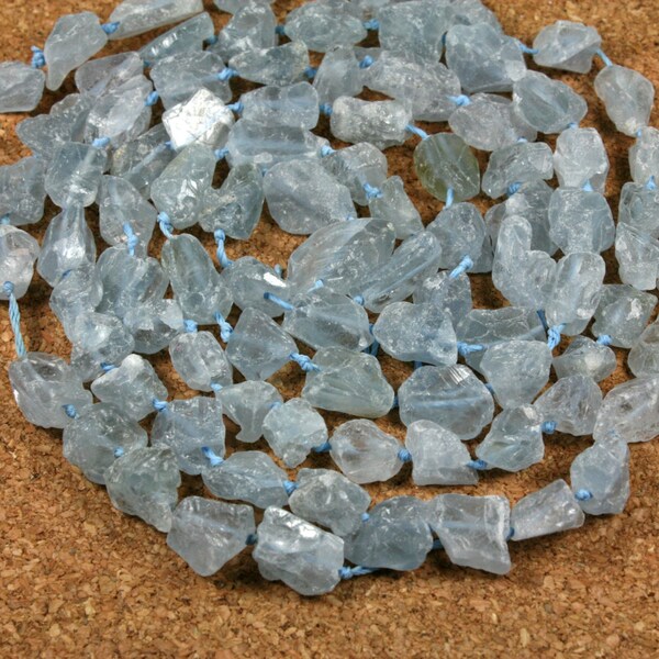 Celestite Nugget Beads - Rough Light Blue Slightly Opaque, 17 inch strand