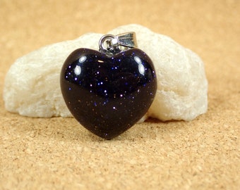 27mm Blue Goldstone Hexagon Pendant - Faceted Chunky Geometric Focal Bead for Jewelry Making