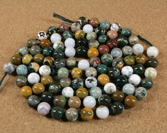 11mm Ocean Jasper Beads - Multicolored Smooth Center Drilled Round Beads for Jewelry Making and Crafts