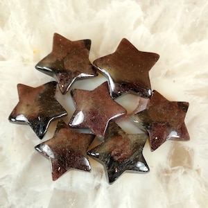 23mm Astrophyllite with Garnet Mini Star - Smooth Polished Natural Stone Specimen - Collectible Mineral and Display Piece