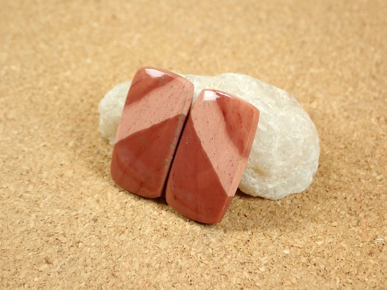 Mookaite Rectangle Cabochons Pink and Maroon Undrilled Matched Cab Pair Gemstone Matched Pair Jewelry Making Supplies