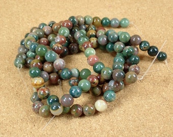 8mm Ocean Jasper Round Beads - Multicolored Smooth Ball Beads for Jewelry Making and Crafts