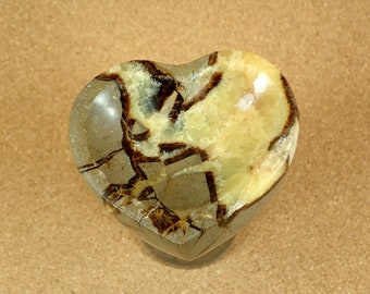 3in Septarian Heart Mineral Specimen - Ancient Fossilized Mud - Gemstone Paperweight, Home Decoration and Gift