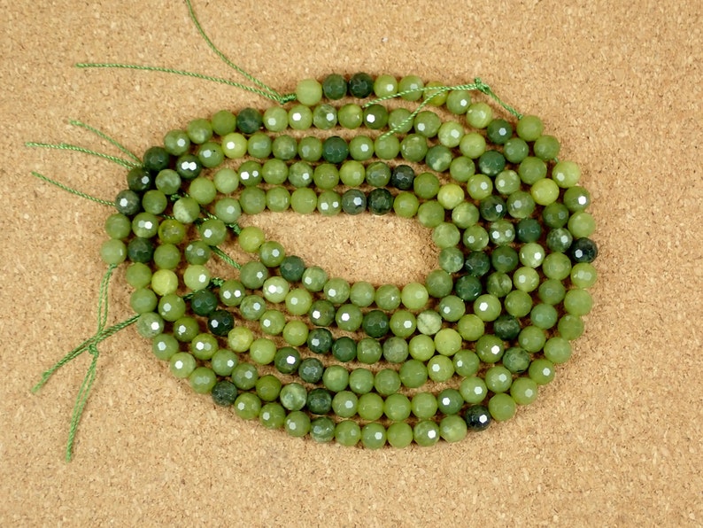 6mm Canadian Jade Beads Faceted Round Center Drilled Beads Etsy