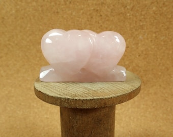 1.5in Rose Quartz Double Heart - Pink Smooth Polished Natural Stone Specimen - Collectible Mineral and Display Specimen