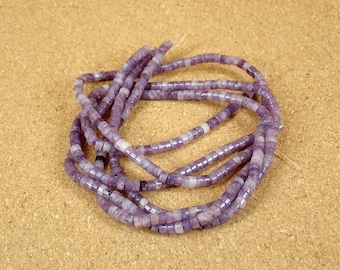 4mm Leipidolite Heishi Beads - Purple Smooth Natural Gemstone Bead Supplies for Jewelry Making and Craft Supplies