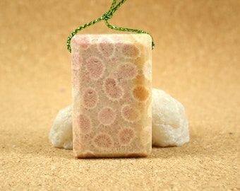 36mm Fossilized Coral Rectangle Pendant - Coral Flowers Top Drilled Necklace Bead for Jewelry Making and Crafts