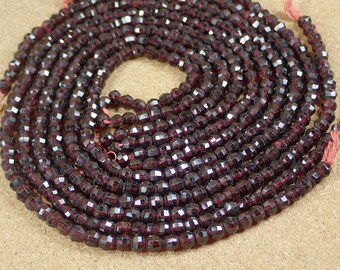 6mm Garnet Beads - Natural Center Drilled Dark Red Faceted Round Disco Ball Beads for Jewelry Making and Crafts