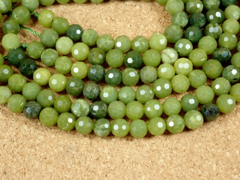 6mm Canadian Jade Beads Faceted Round Center Drilled Beads Etsy