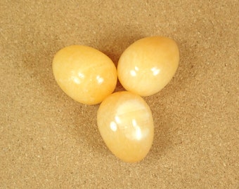 45mm Calcite Stone Egg - Polished Orange and White Natural Undrilled Polished Gemstone Egg for Home Decor and Display