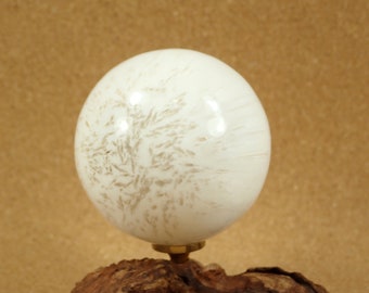 60mm Scolecite Sphere - Smooth White Polished Display Mineral, Paperweight or Home Decoration