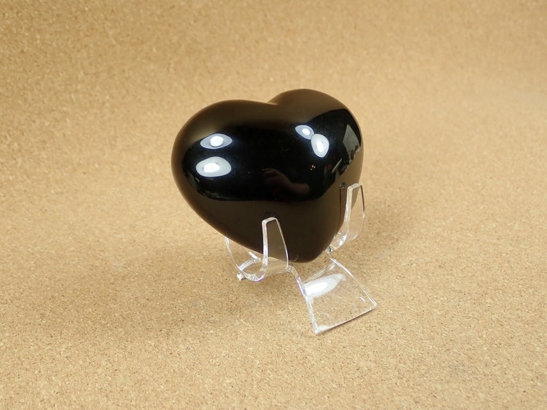 Smooth Heart Shaped Natural Gemstone Specimen and Display Piece for Collectors 35mm Rainbow Obsidian Mineral Specimen