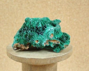 1.1in Fibrous Malachite Mineral Specimen - Sparkly Rough Natural Stone Specimen - Collectible Mineral for Display