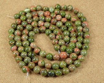 10mm Unakite Beads - Round Smooth Beads - Natural Stone Jewelry Making and Craft Supplies