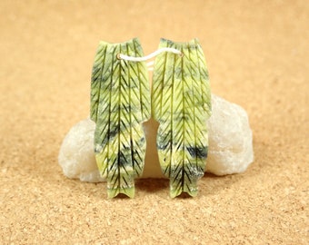 34mm Serpentine Earring Pair - Front Drilled Feather Matched Beads - Supplies for Jewelry Making