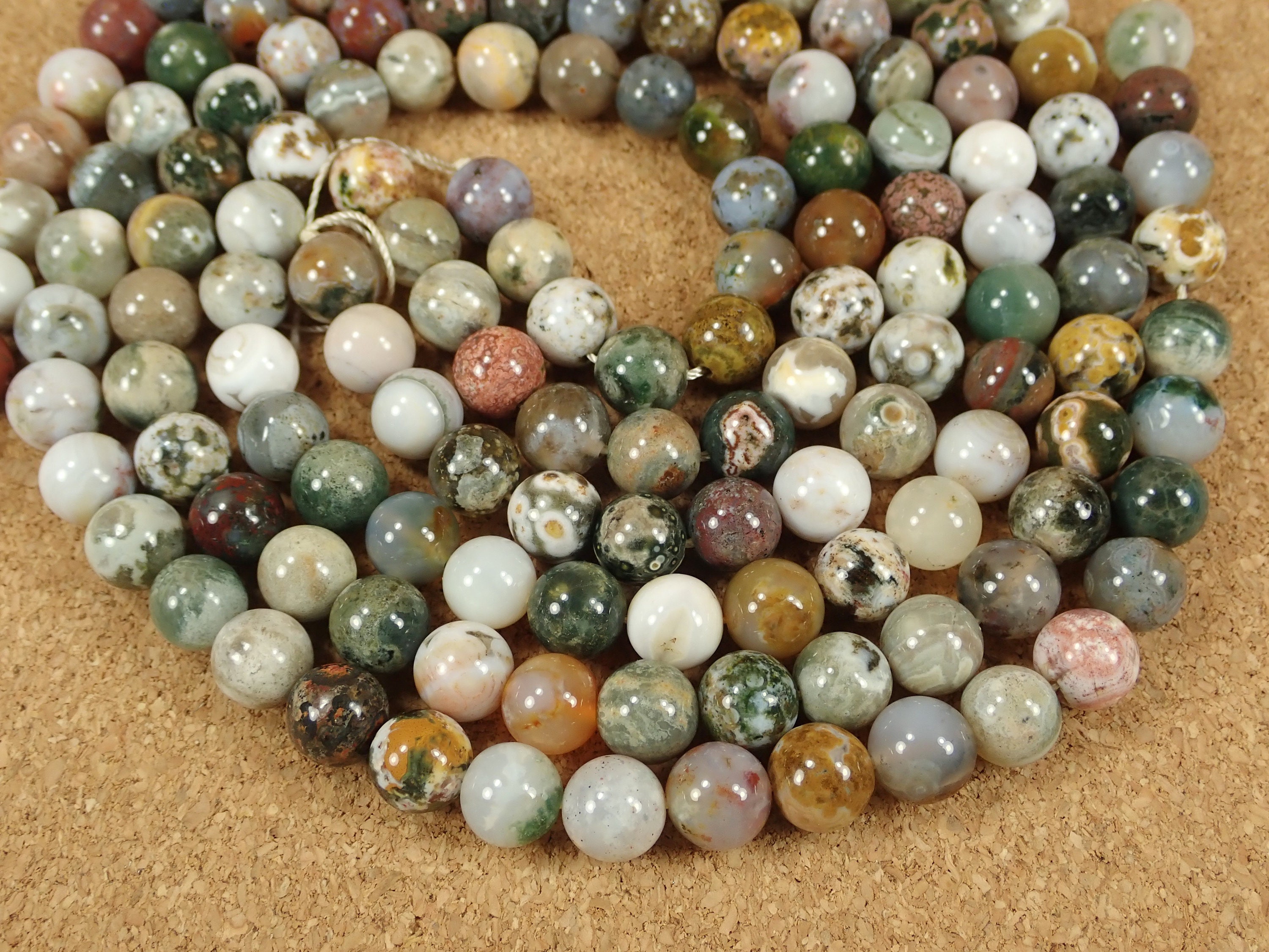 8mm Ocean Jasper Beads Multicolored Smooth Round Center | Etsy