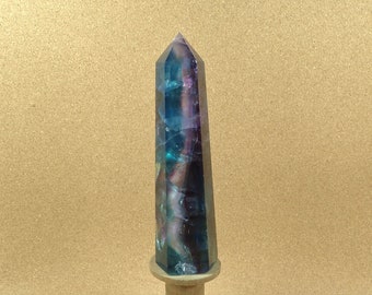 7.5in Fluorite Tower Mineral Specimen - Smooth Carved Polished Pointed Display Mineral, Paperweight or Home Decoration