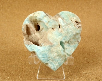 2.2in Blue Aragonite Heart Mineral Specimen - Smooth Polished Gemstone Specimen and Display Piece for Collectors