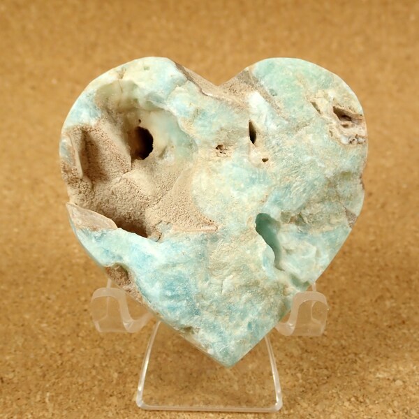 2.2in Blue Aragonite Heart Mineral Specimen - Smooth Polished Gemstone Specimen and Display Piece for Collectors