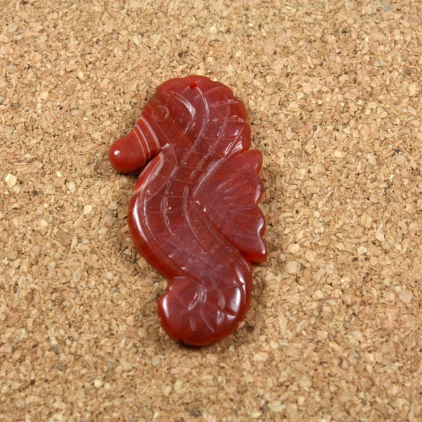 Orange Carnelian Seahorse Pendant - Carved Carnelian Focal Bead