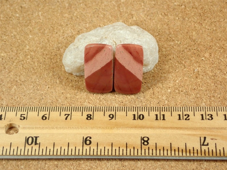 Mookaite Rectangle Cabochons Pink and Maroon Undrilled Matched Cab Pair Gemstone Matched Pair Jewelry Making Supplies