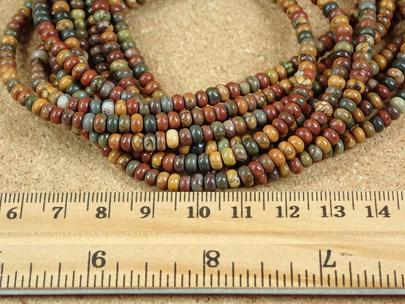 4mm Red Creek Jasper Beads Smooth Center Drilled Rondelle Beads for Jewelry Making and Supplies