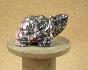 1in Rhodonite Turtle Mineral Specimen - Smooth Polished Carved Animal Natural Stone Specimen - Collectible Mineral