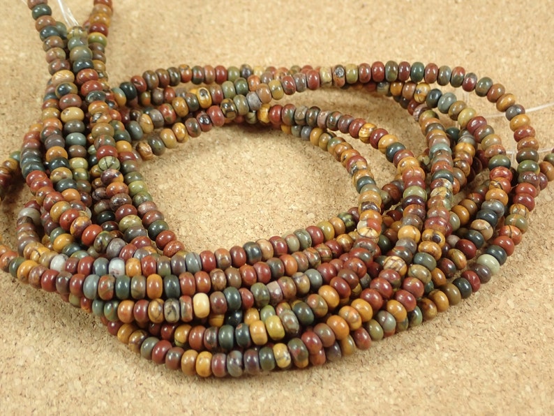 4mm Red Creek Jasper Beads Smooth Center Drilled Rondelle Beads for Jewelry Making and Supplies