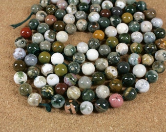 10mm Ocean Jasper Beads - Multicolored Smooth Round Beads for Jewelry Making and Crafts