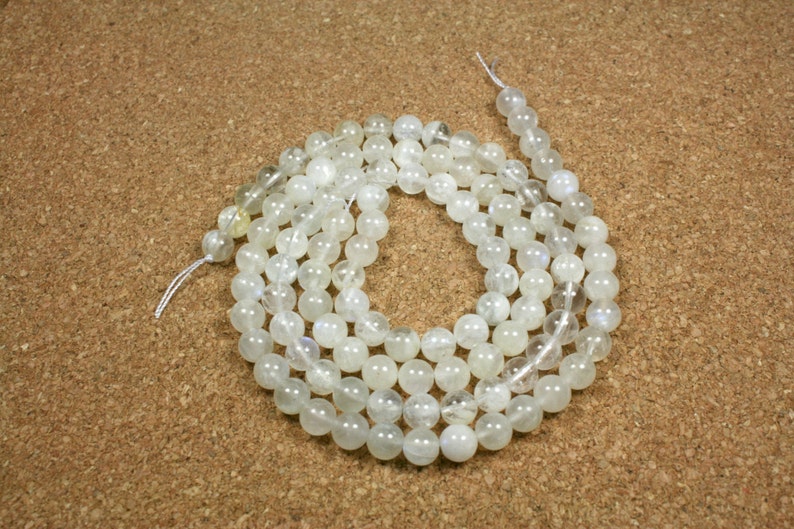 Moonstone Round Beads 15.5 inch strand A Grade White Smooth Beads 8mm