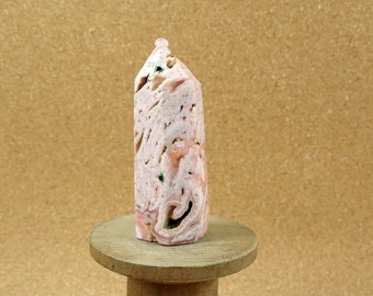 2.6in Rhodochrosite Point Mineral Specimen - Natural Smooth Tower with Druzy Rock for Collectors and Display