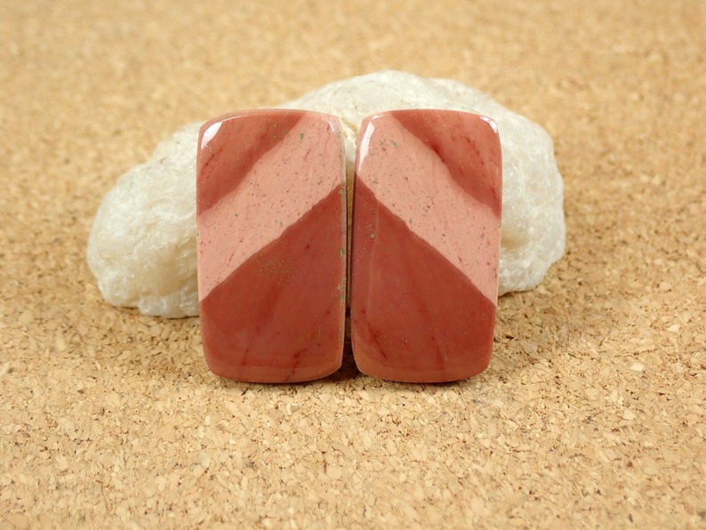 Mookaite Rectangle Cabochons Pink and Maroon Undrilled Matched Cab Pair Gemstone Matched Pair Jewelry Making Supplies